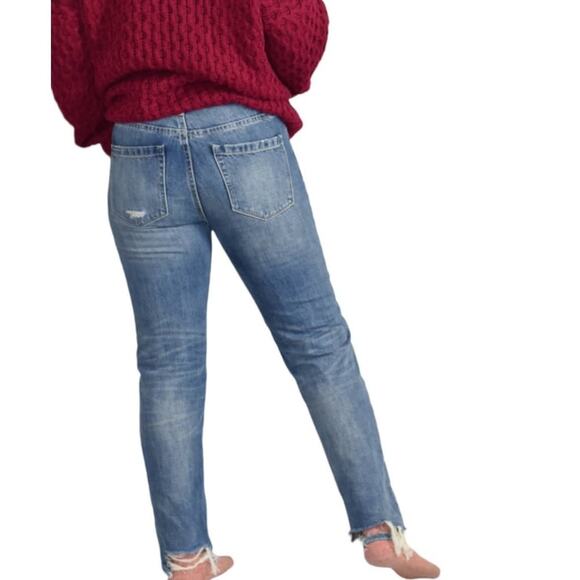 Blank NYC Jeans High Waist Blue Cotton Distressed Frayed Rigid Tapered Size 26 - Picture 2 of 13